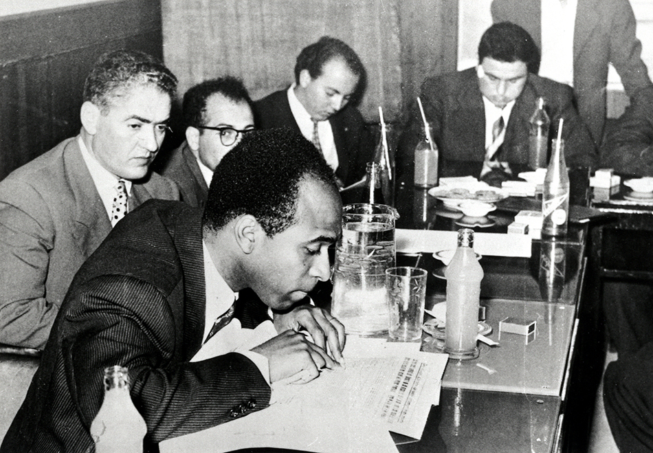 Frantz Fanon at a press conference of writers in Tunis