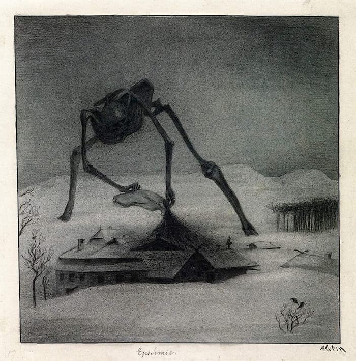 Alfred Kubin (Austria), Epidemic, 1900-1901 (Stadtische Galerie im Lenbachhaus Munich).